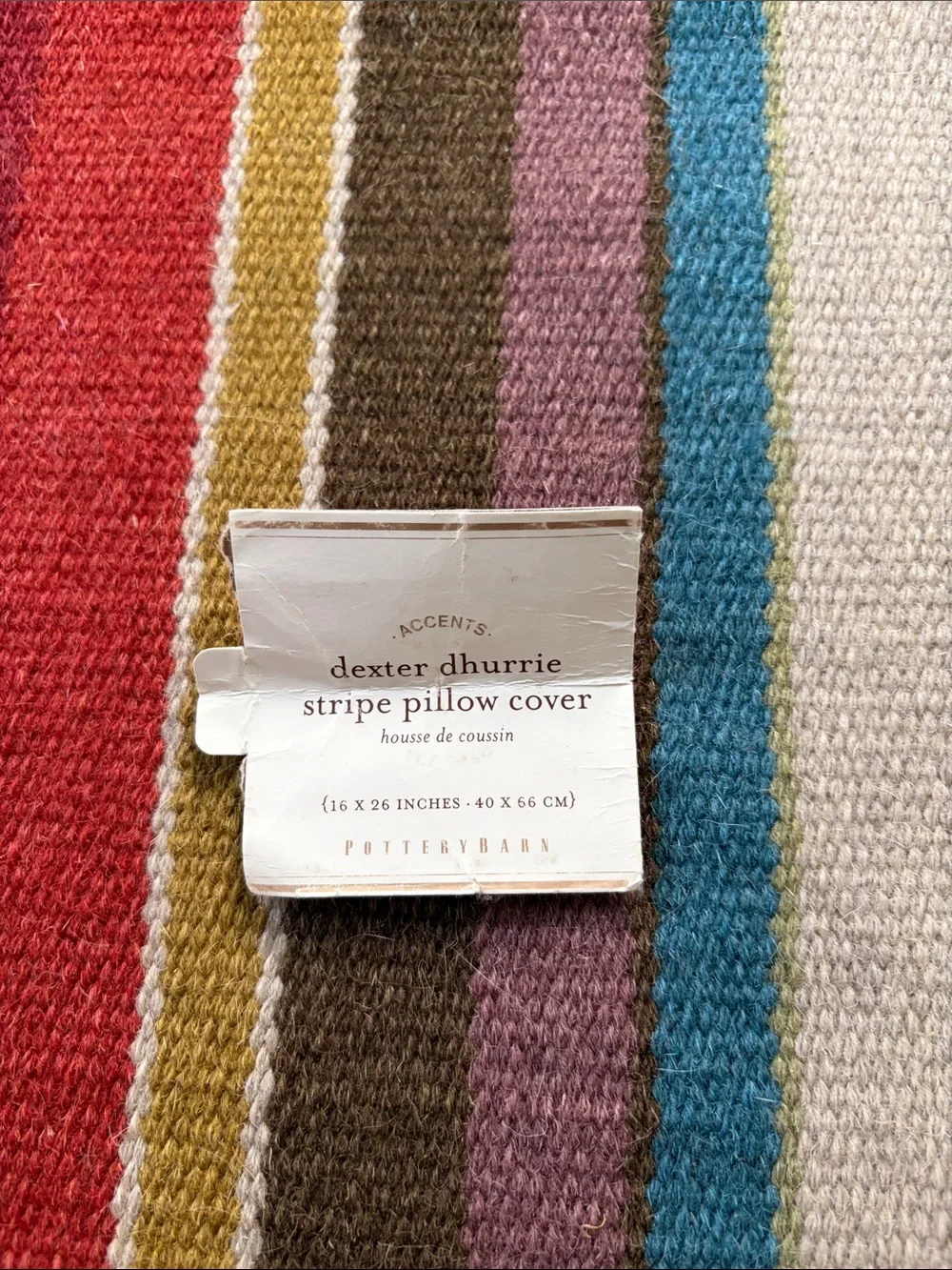 Pottery Barn Wool Dexter dhurrie Stripe Lumbar Throw Pillow Cover set